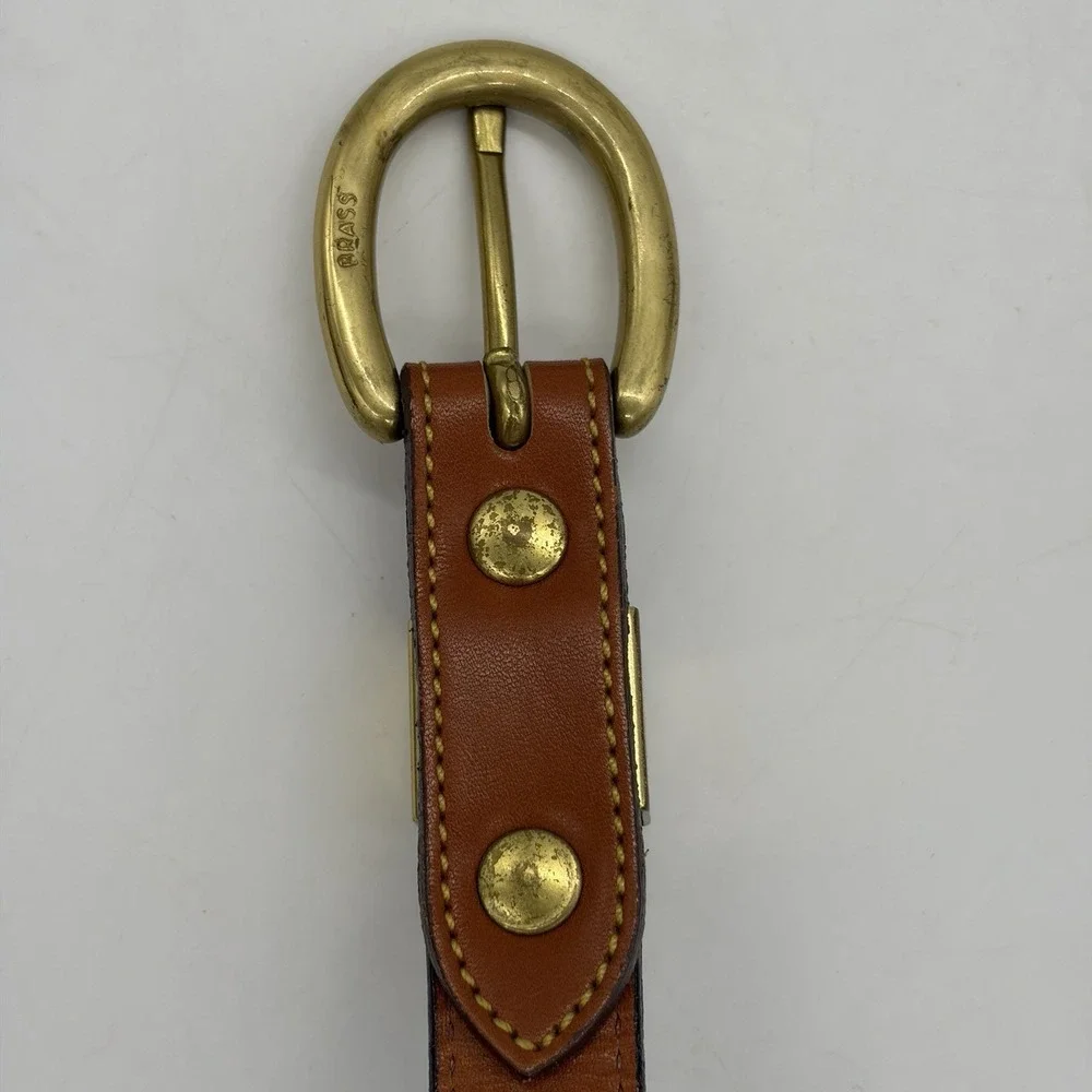 Dooney & Bourke Womens S 26-28 Belt Black All Weather Leather Skinny Brass USA